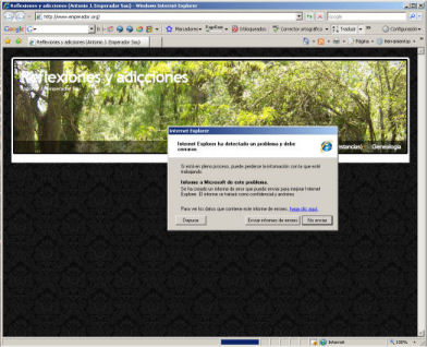 Petada de IE al entrar en mi sitio web