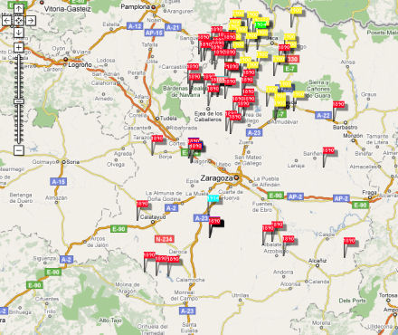 Distribución de censos volcados en AragónGen